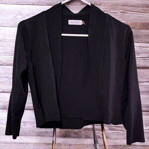 Calvin Klein Juniors Black Cardigan Sweater Size Large Open Front Cropped